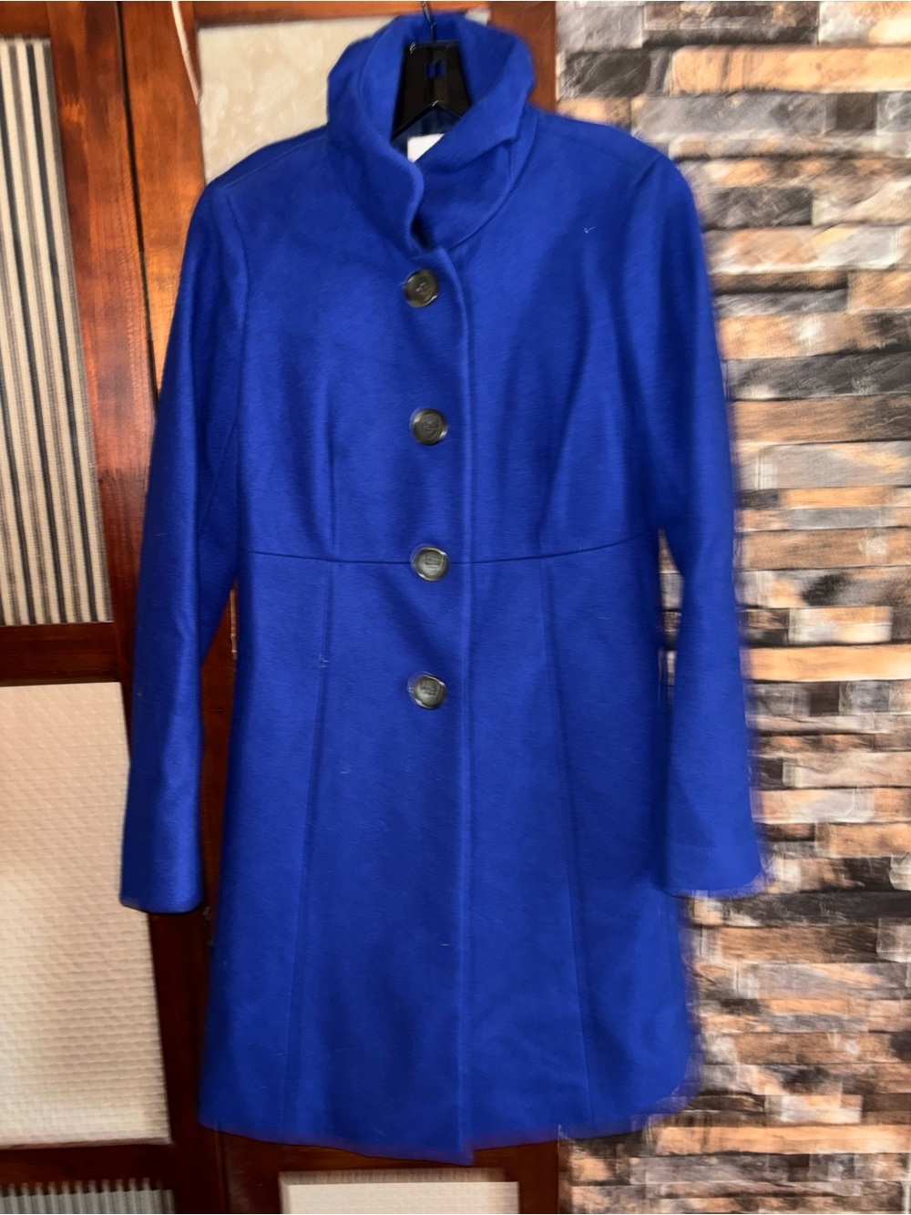 Women’s Royal Blue J. Crew Wool-Blend Button Coat